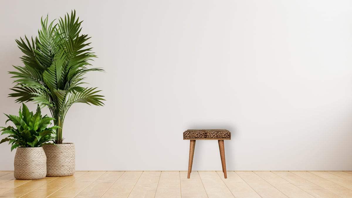 Artisan Leopard Velvet Tray Style Footstool - Artisan Furniture - Flyclothing LLC