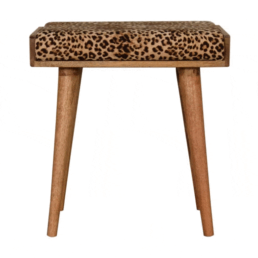 Artisan Leopard Velvet Tray Style Footstool - Artisan Furniture - Flyclothing LLC