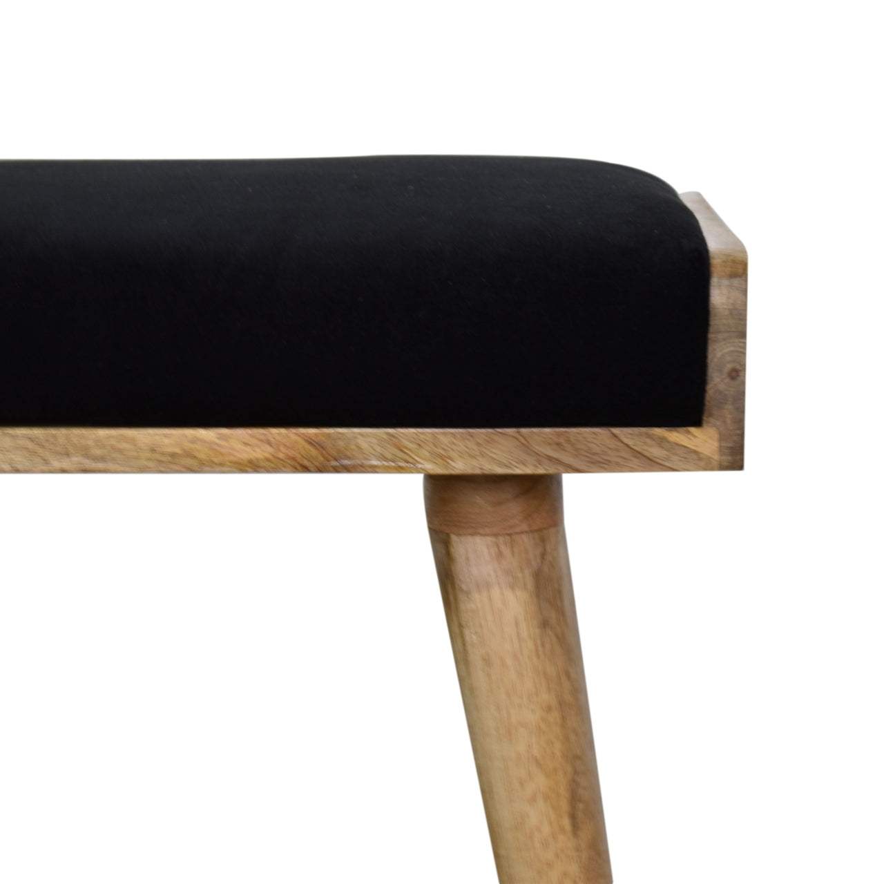 Black Velvet Tray Style Footstool - Artisan Furniture - Flyclothing LLC