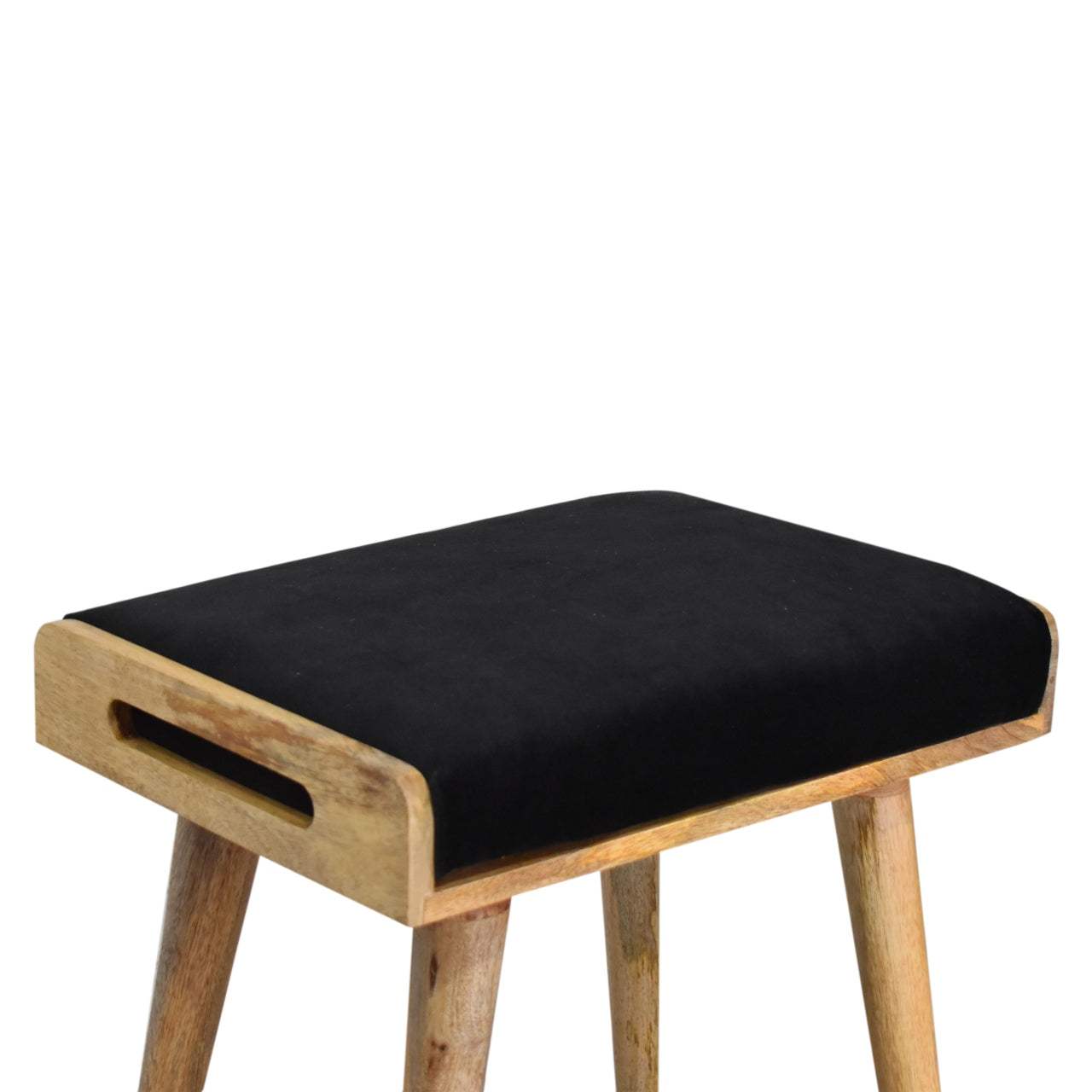 Black Velvet Tray Style Footstool - Artisan Furniture - Flyclothing LLC