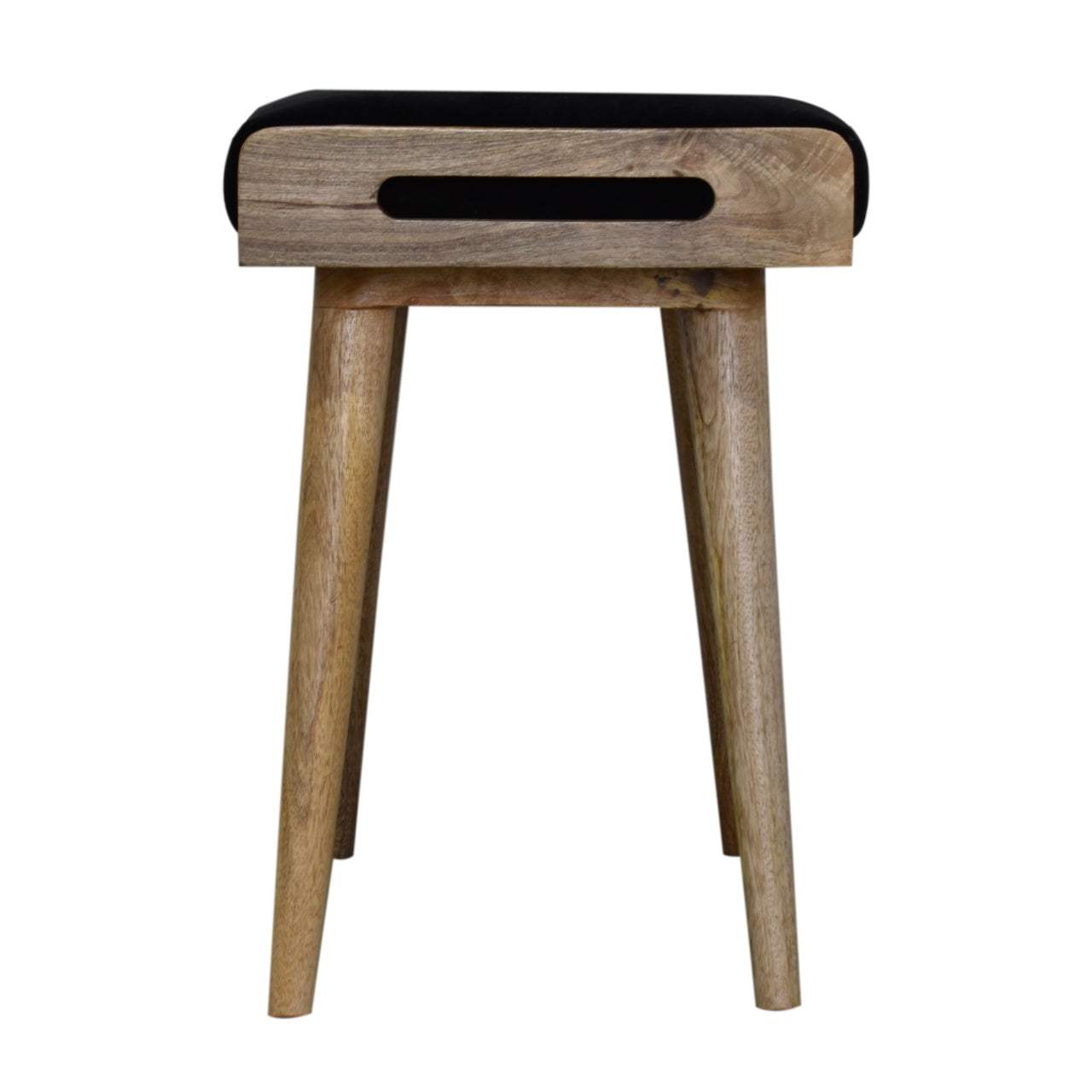 Black Velvet Tray Style Footstool - Artisan Furniture - Flyclothing LLC