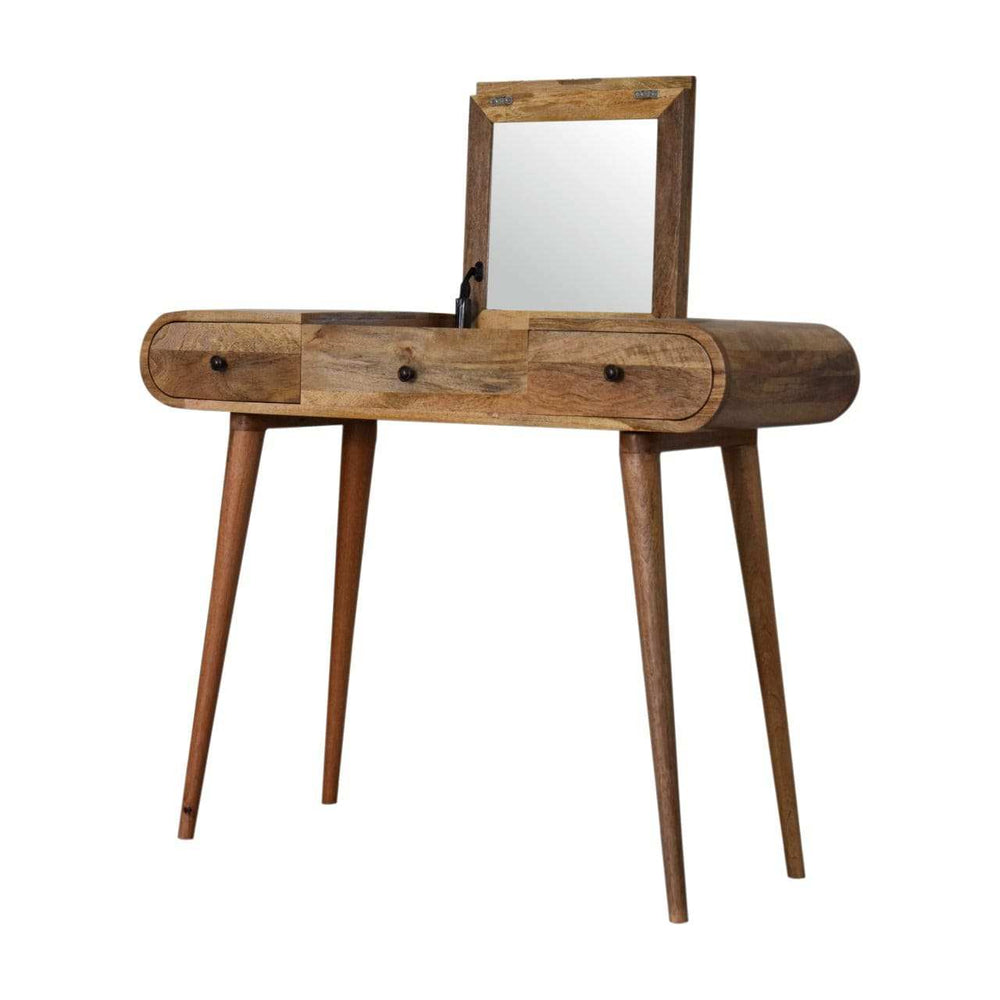 Oak-ish Round Dressing Table - Artisan Furniture - Flyclothing LLC