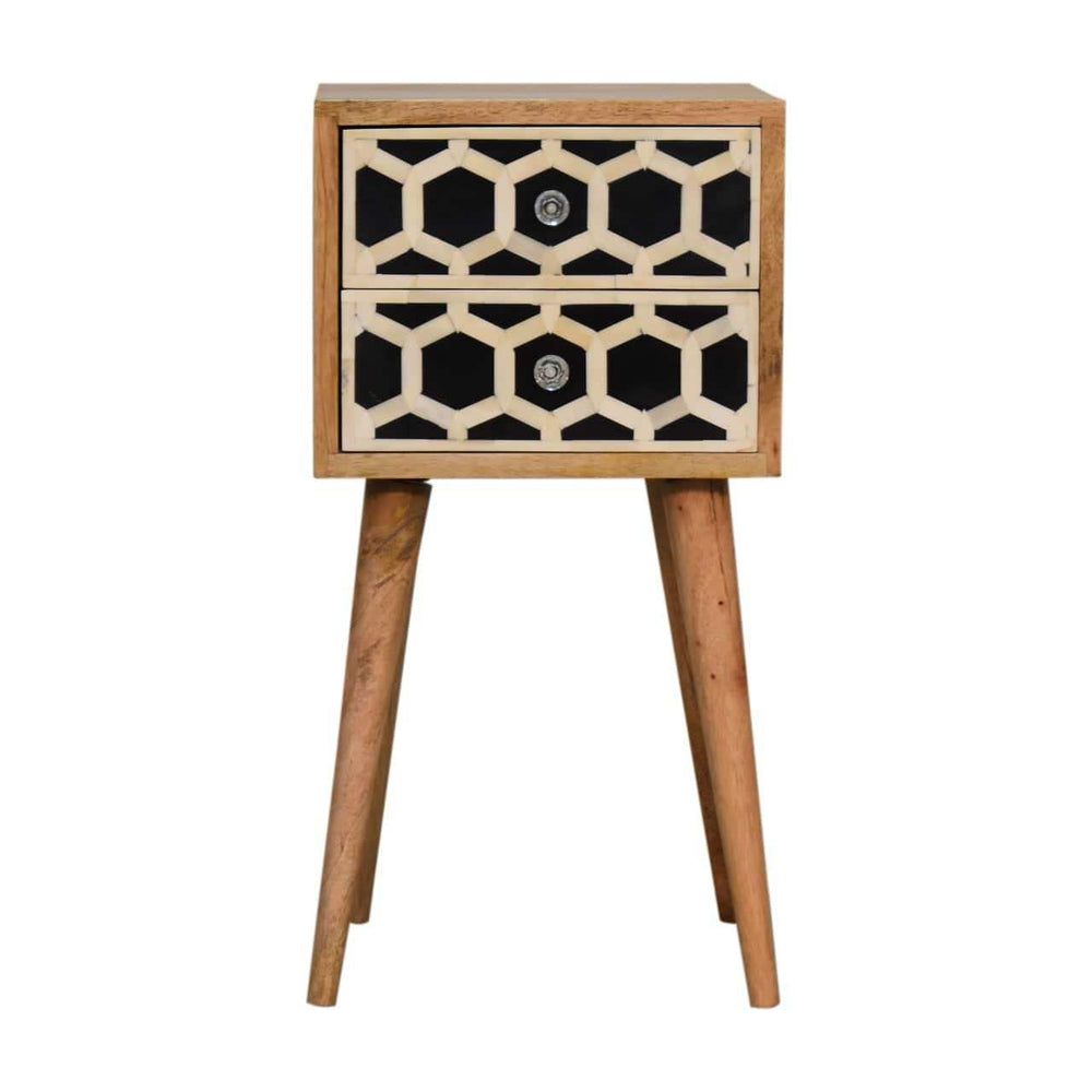 Mini Bone Inlay 2 Drawer Bedside - Artisan Furniture - Flyclothing LLC