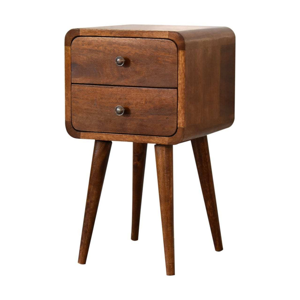 Mini Chestnut Curved Bedside - Artisan Furniture - Flyclothing LLC