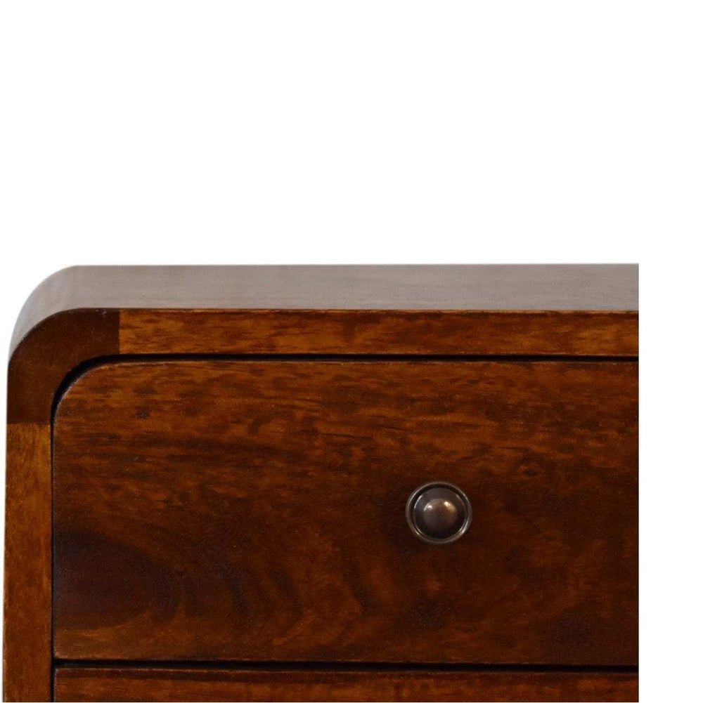 Mini Chestnut Curved Bedside - Artisan Furniture - Flyclothing LLC