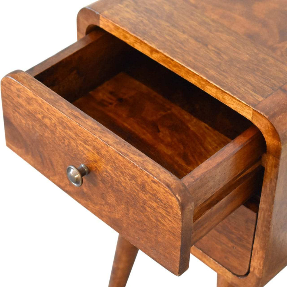 Mini Chestnut Curved Bedside - Artisan Furniture - Flyclothing LLC