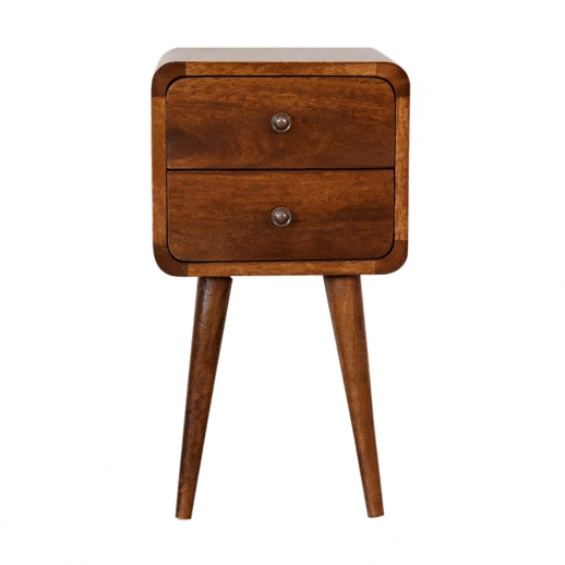 Mini Chestnut Curved Bedside - Artisan Furniture - Flyclothing LLC
