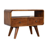 Mini Chestnut Curved Media Unit with 2 Drawers - Artisan Furniture - Flyclothing LLC
