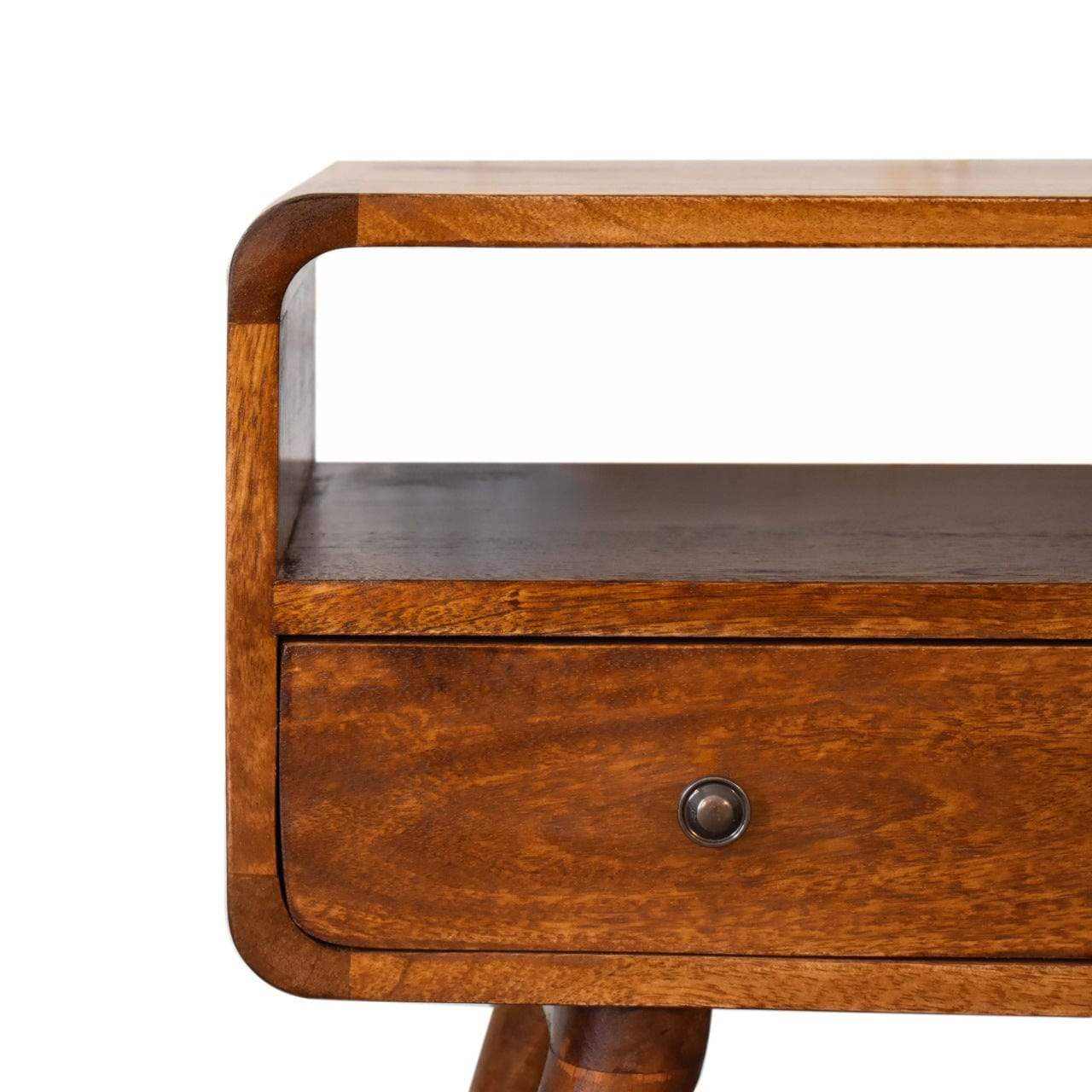 Mini Chestnut Curved Media Unit with 2 Drawers - Artisan Furniture - Flyclothing LLC
