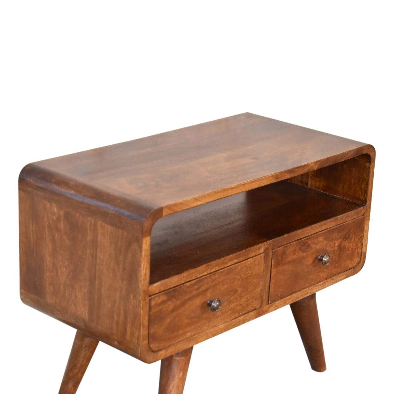 Mini Chestnut Curved Media Unit with 2 Drawers - Artisan Furniture - Flyclothing LLC