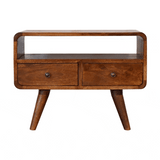 Mini Chestnut Curved Media Unit with 2 Drawers - Artisan Furniture - Flyclothing LLC