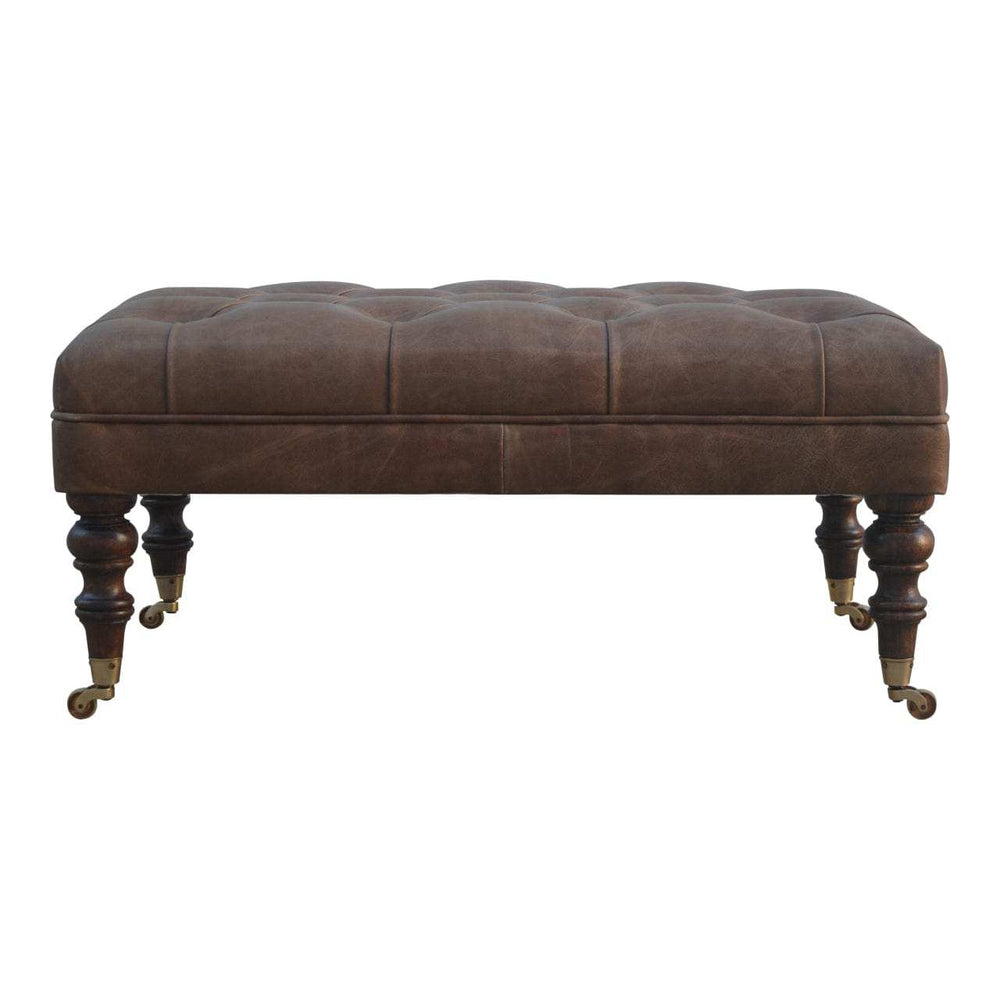 Buffalo Leather Ottoman - Artisan Furniture - Flyclothing LLC