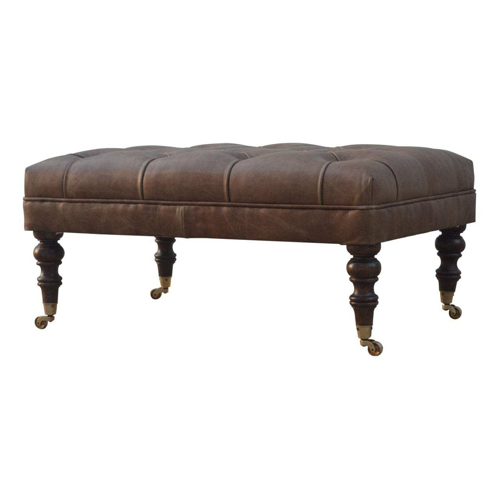 Buffalo Leather Ottoman - Artisan Furniture - Flyclothing LLC