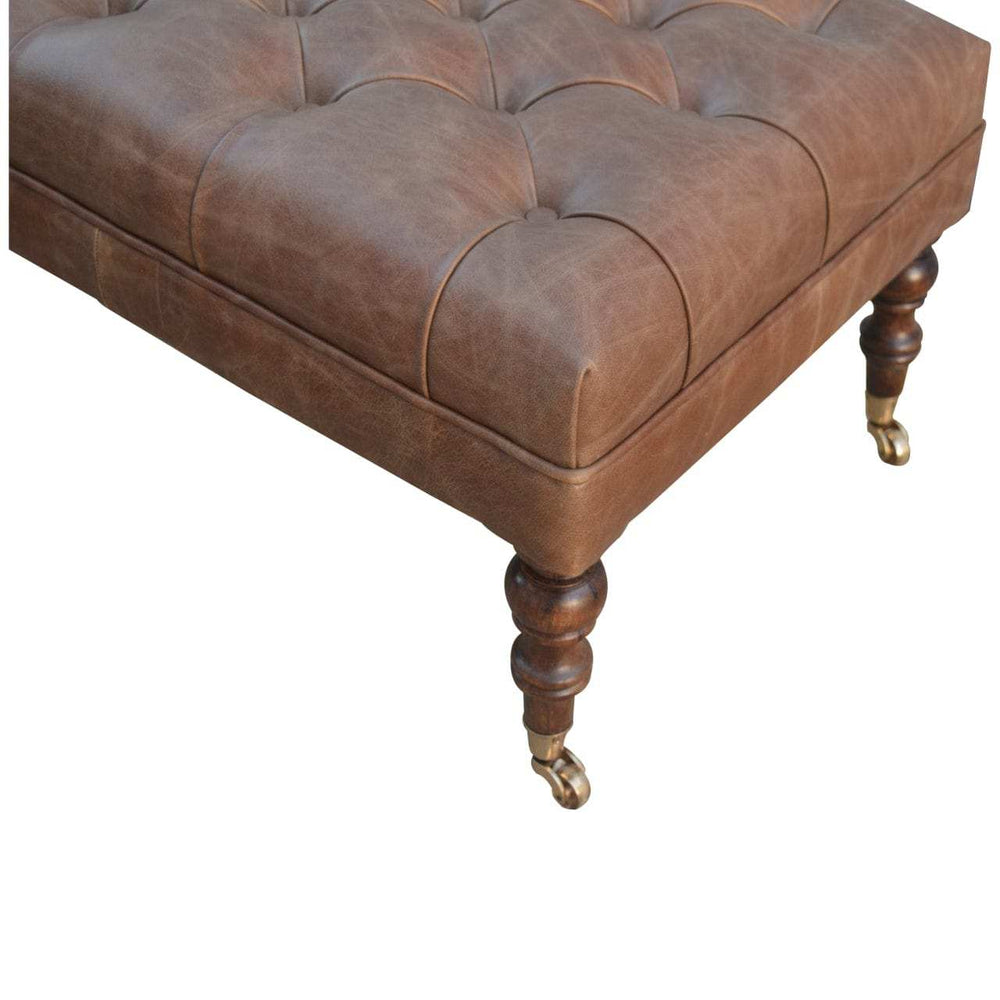 Buffalo Leather Ottoman - Artisan Furniture - Flyclothing LLC