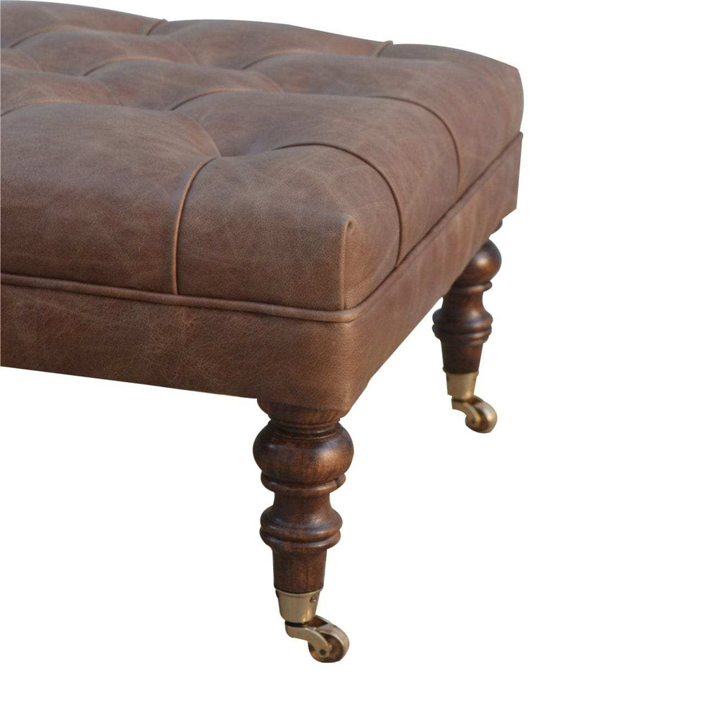 Buffalo Leather Ottoman - Artisan Furniture - Flyclothing LLC
