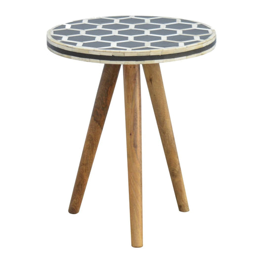 Artisan Bone Inlay Tripod Stool - Artisan Furniture