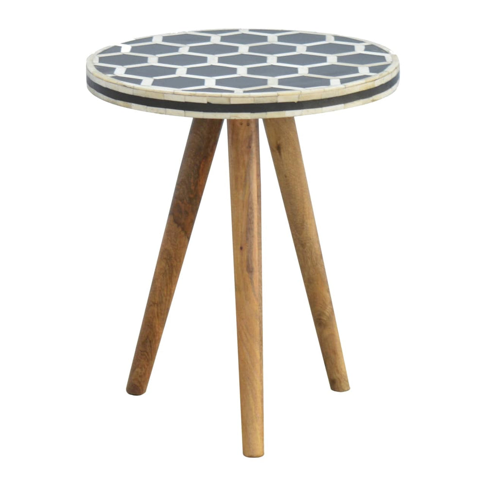 Artisan Bone Inlay Tripod Stool - Artisan Furniture