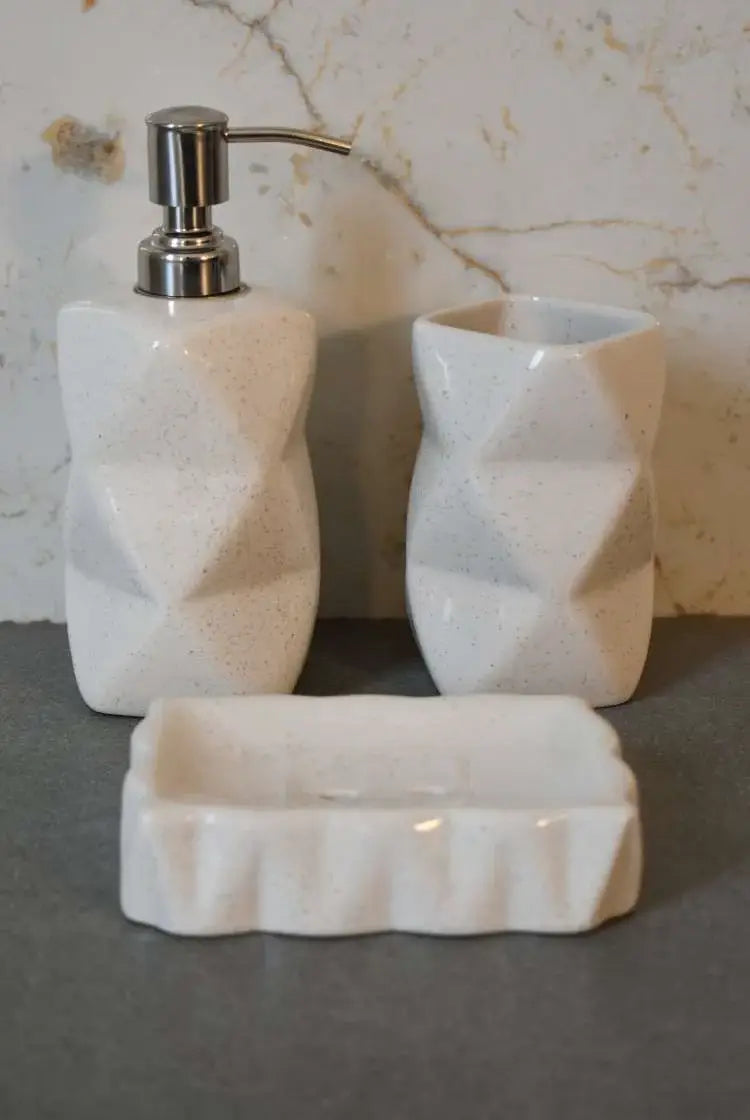 Sindri White Bathroom Set of 3 - Artisan Furniture - Flyclothing LLC
