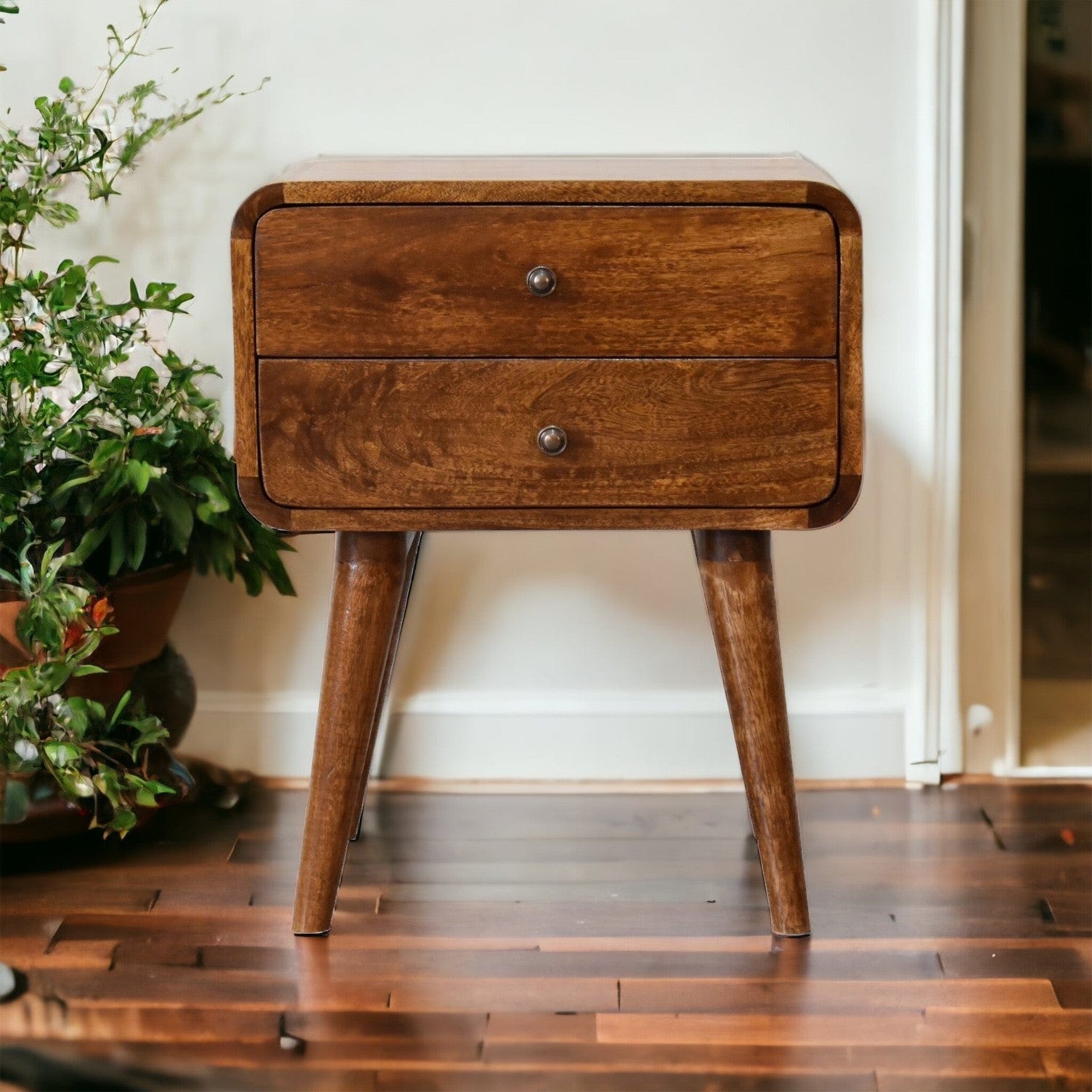 Curved Chestnut Bedside - Artisan Furniture