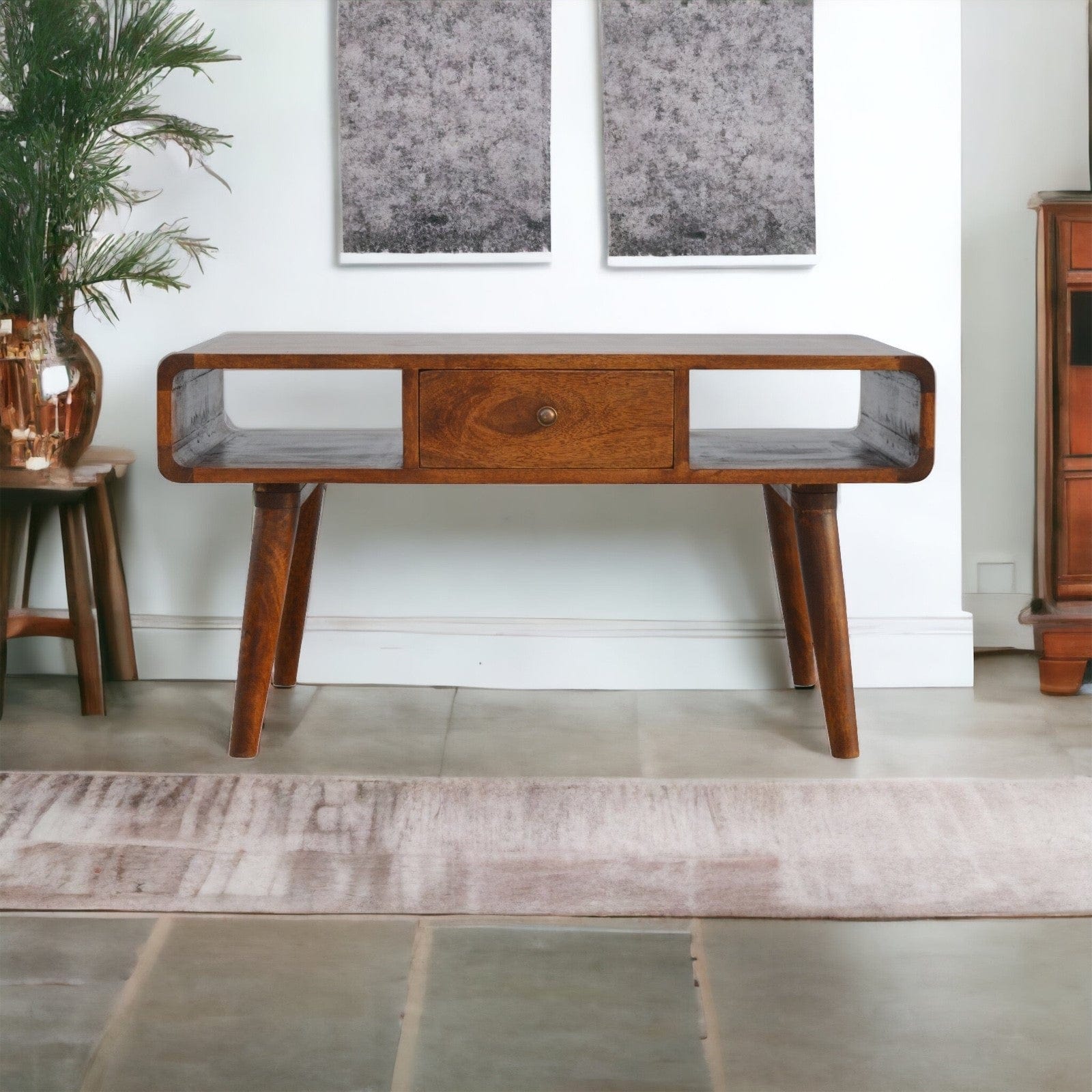Curved Chestnut Coffee Table - Artisan Furniture