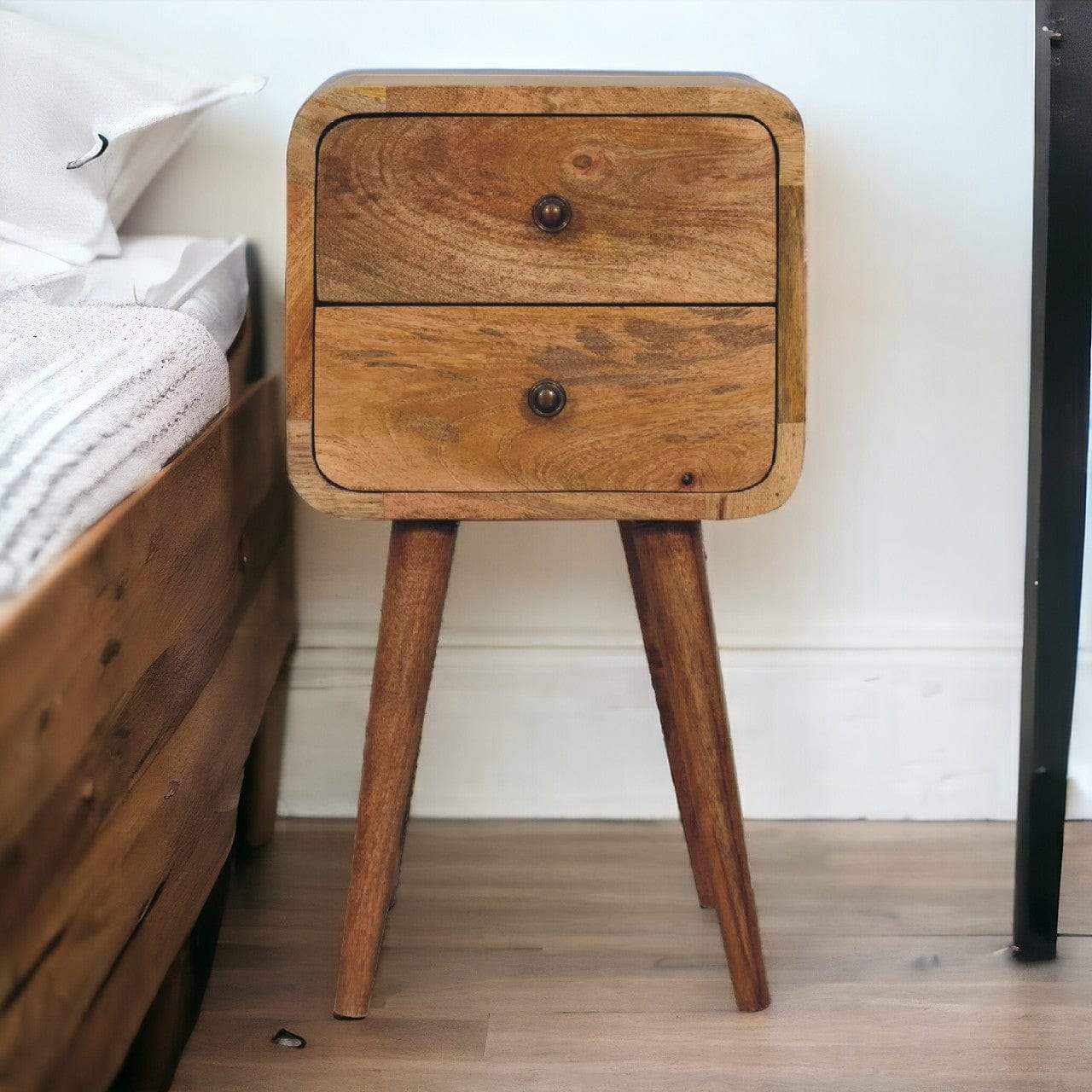 Mini Oak-ish Curved Bedside - Artisan Furniture - Flyclothing LLC