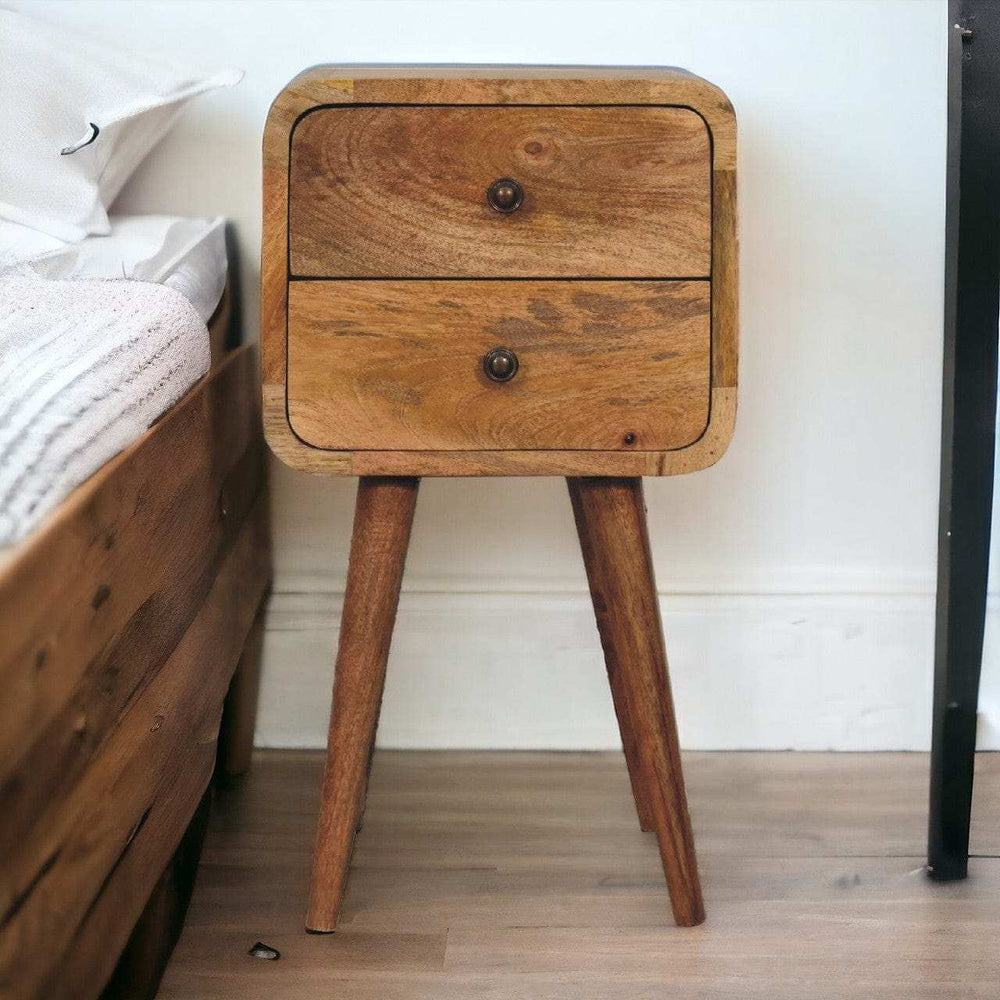 Mini Oak-ish Curved Bedside - Artisan Furniture - Flyclothing LLC