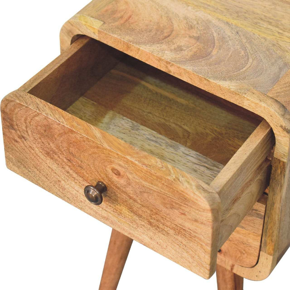Mini Oak-ish Curved Bedside - Artisan Furniture - Flyclothing LLC