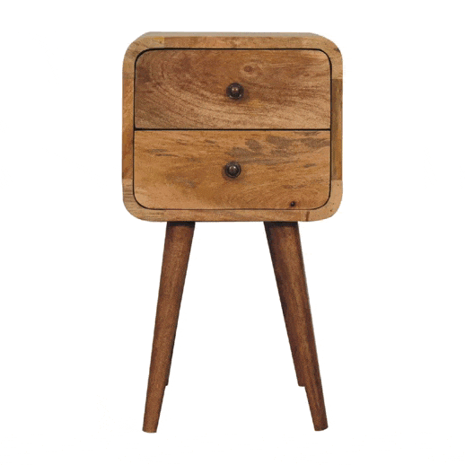 Mini Oak-ish Curved Bedside - Artisan Furniture - Flyclothing LLC