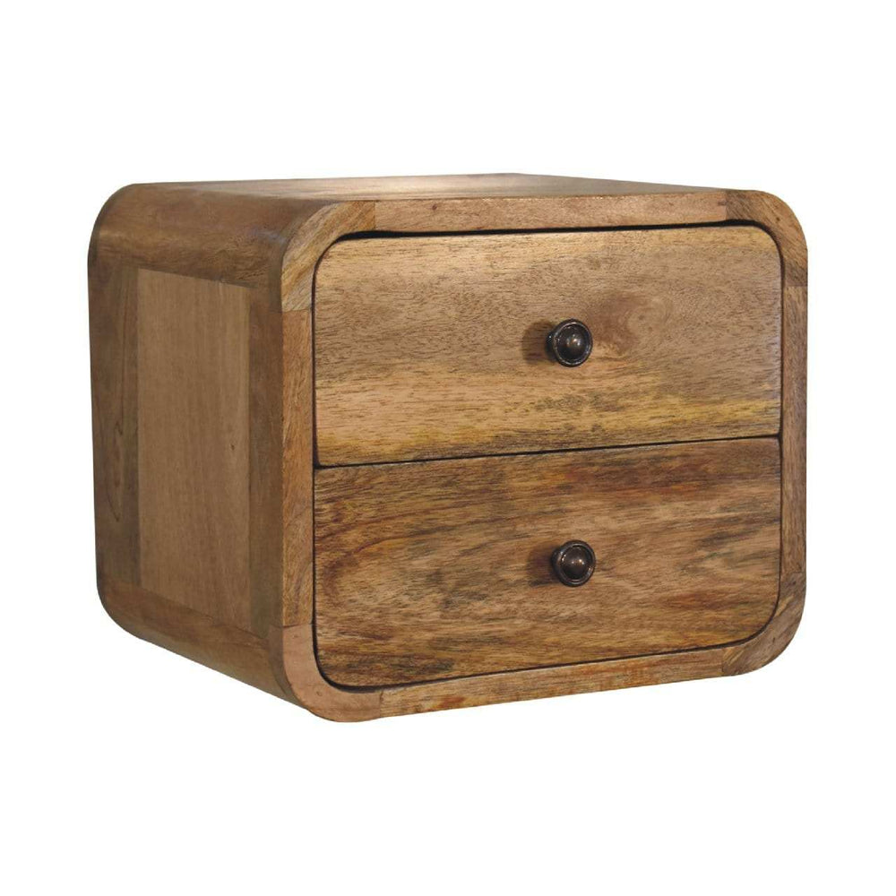 Mini Curve Oak-ish Floating Bedside - Artisan Furniture - Flyclothing LLC