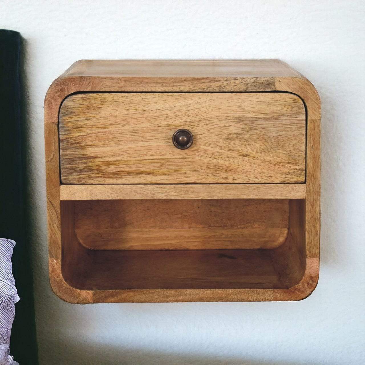 Mini Oak-ish Floating Open Bedside - Artisan Furniture - Flyclothing LLC