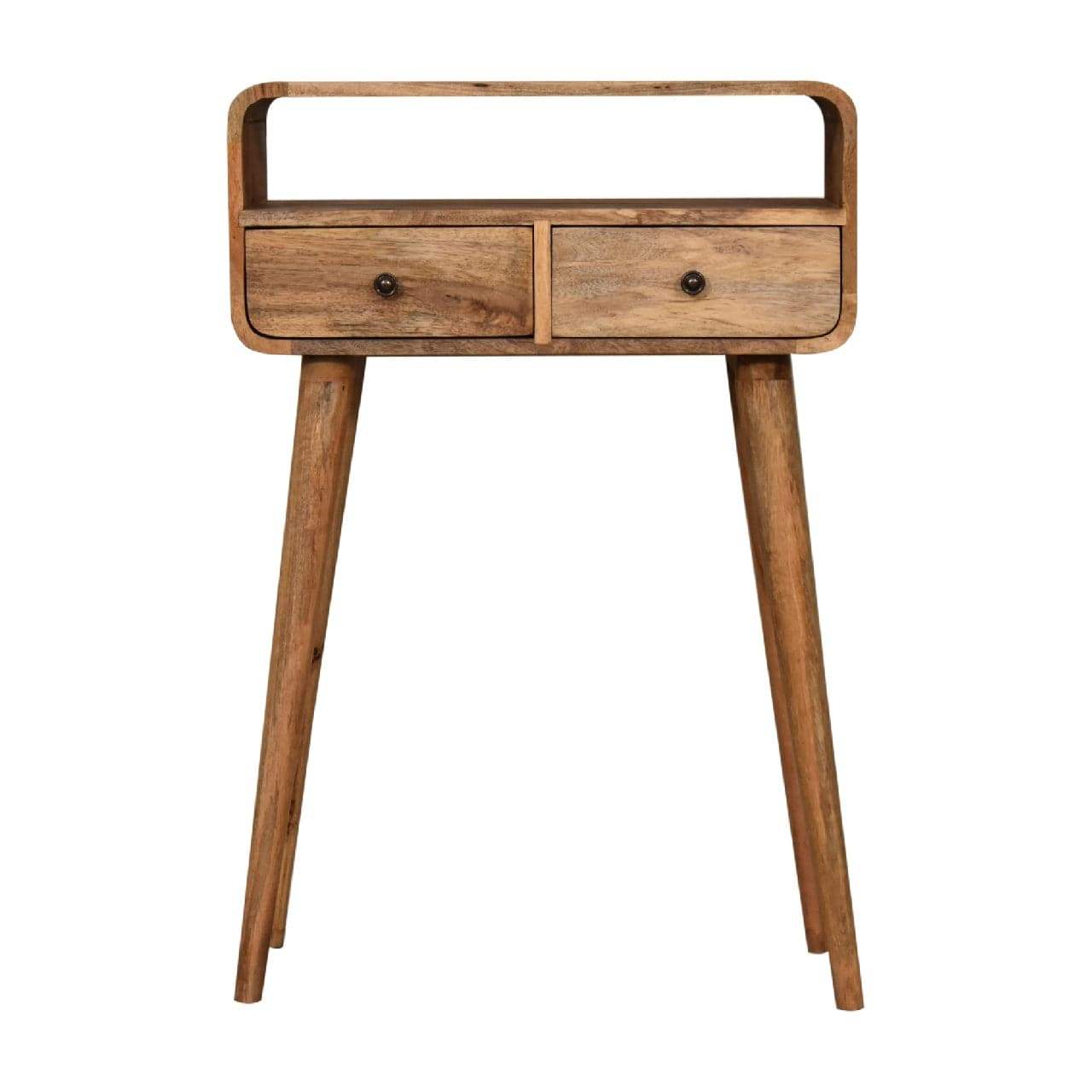 Mini Curved Oak-ish Console Table - Artisan Furniture - Flyclothing LLC