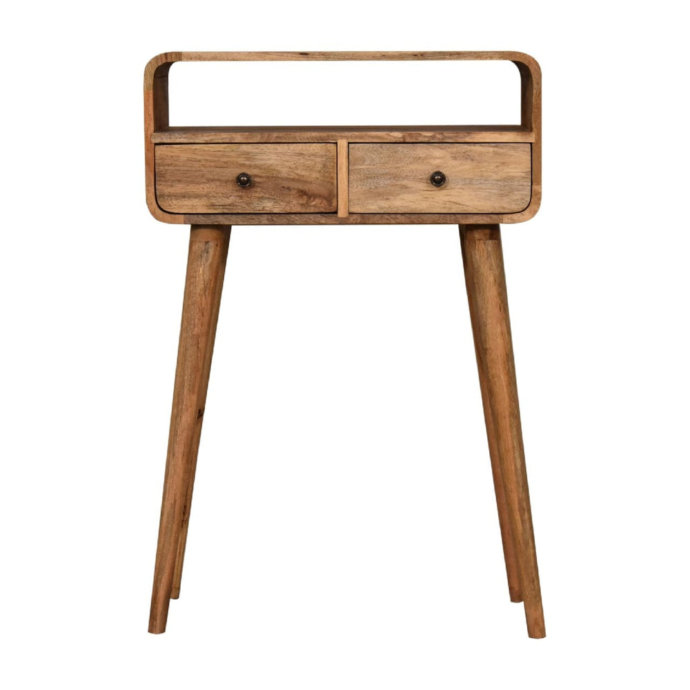 Mini Curved Oak-ish Console Table - Artisan Furniture