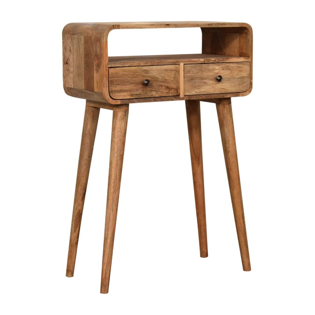 Mini Curved Oak-ish Console Table - Artisan Furniture - Flyclothing LLC