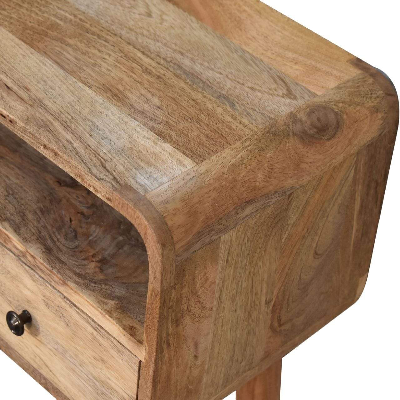 Mini Curved Oak-ish Console Table - Artisan Furniture - Flyclothing LLC