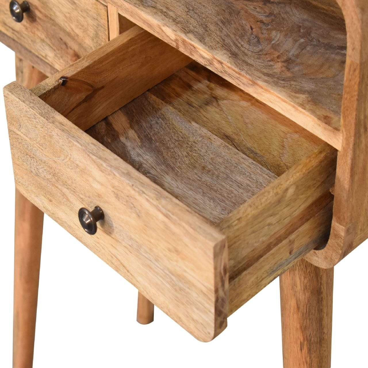 Mini Curved Oak-ish Console Table - Artisan Furniture - Flyclothing LLC