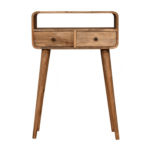 Mini Curved Oak-ish Console Table - Artisan Furniture - Flyclothing LLC