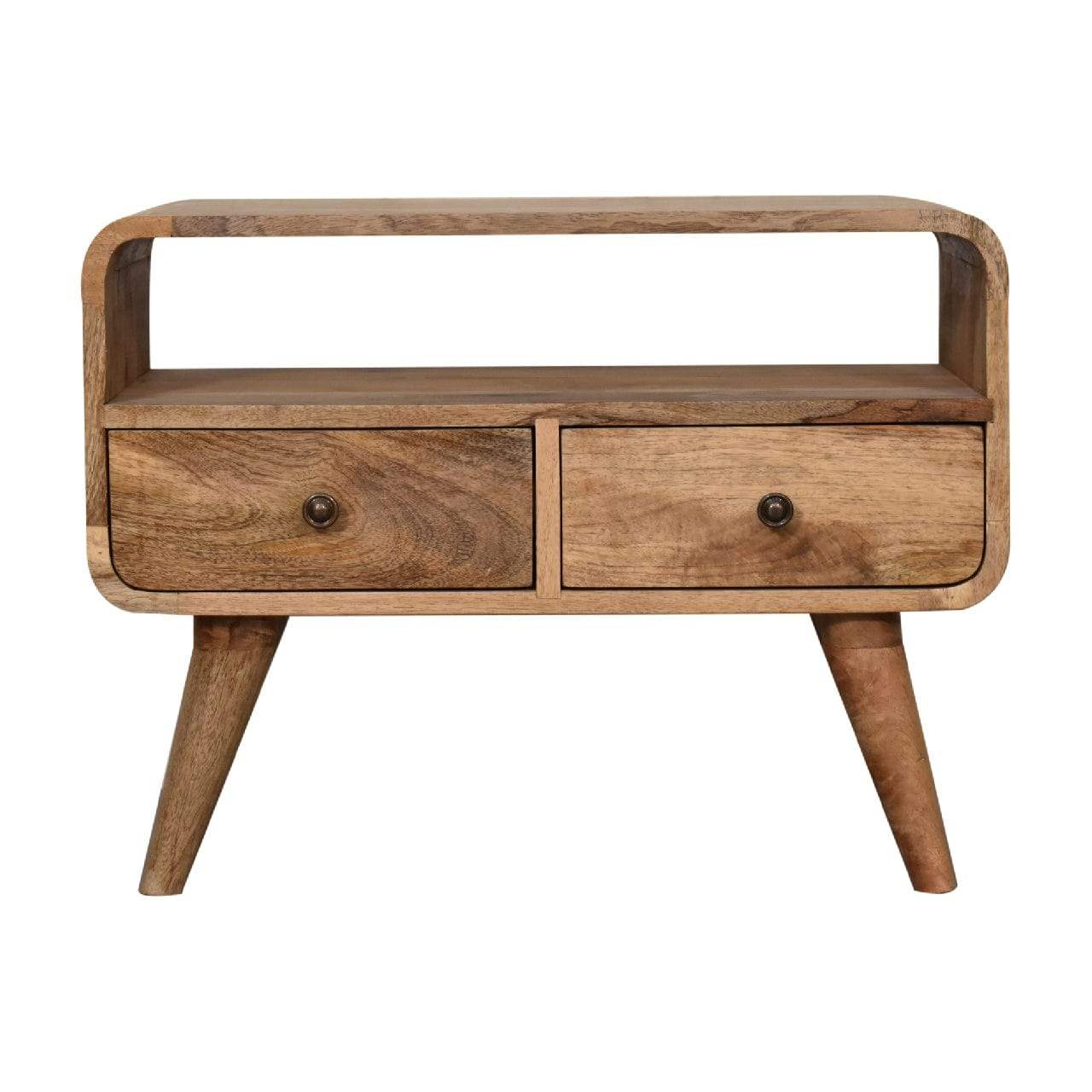 Mini Curved Oak-ish Media Unit - Artisan Furniture - Flyclothing LLC