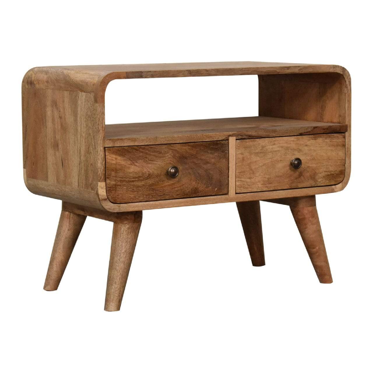 Mini Curved Oak-ish Media Unit - Artisan Furniture - Flyclothing LLC
