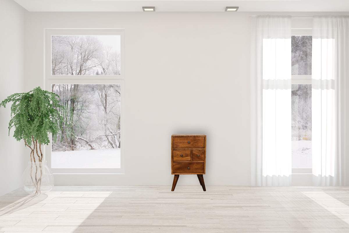 4 Drawer Multi Chestnut Bedside - Artisan Furniture - Flyclothing LLC