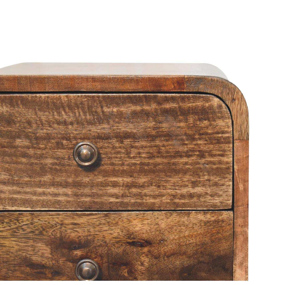 Mini Curved Grey Washed Bedside - Artisan Furniture - Flyclothing LLC