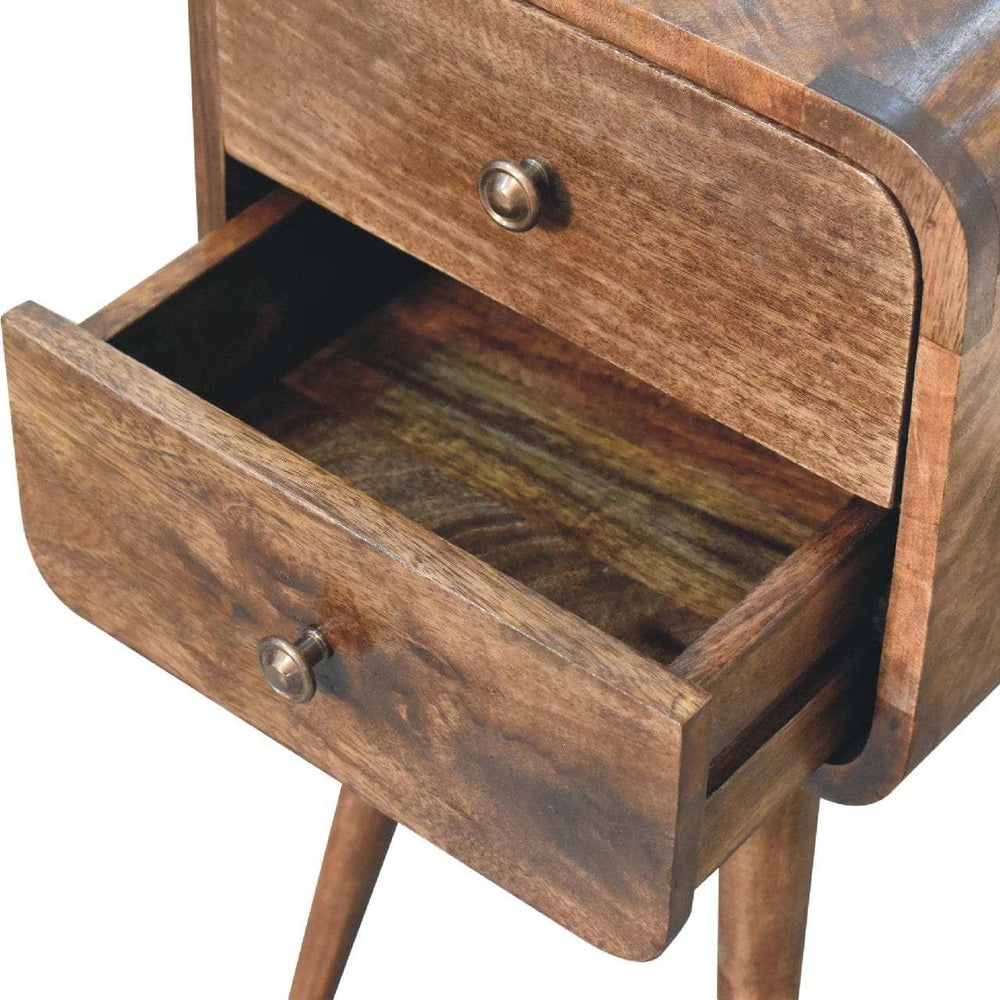 Mini Curved Grey Washed Bedside - Artisan Furniture - Flyclothing LLC