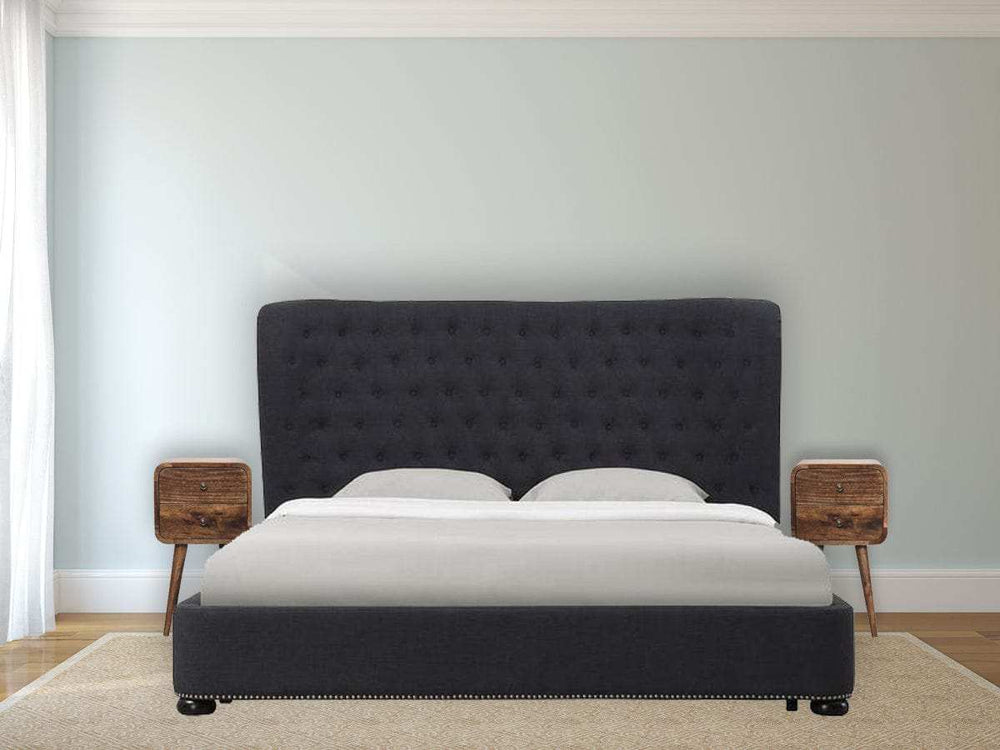 Mini Curved Grey Washed Bedside - Artisan Furniture - Flyclothing LLC