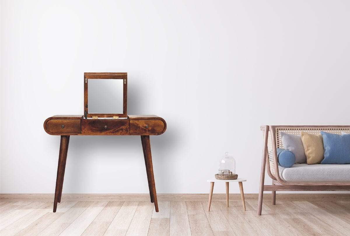 Chestnut Mirror Dressing Table - Artisan Furniture - Flyclothing LLC