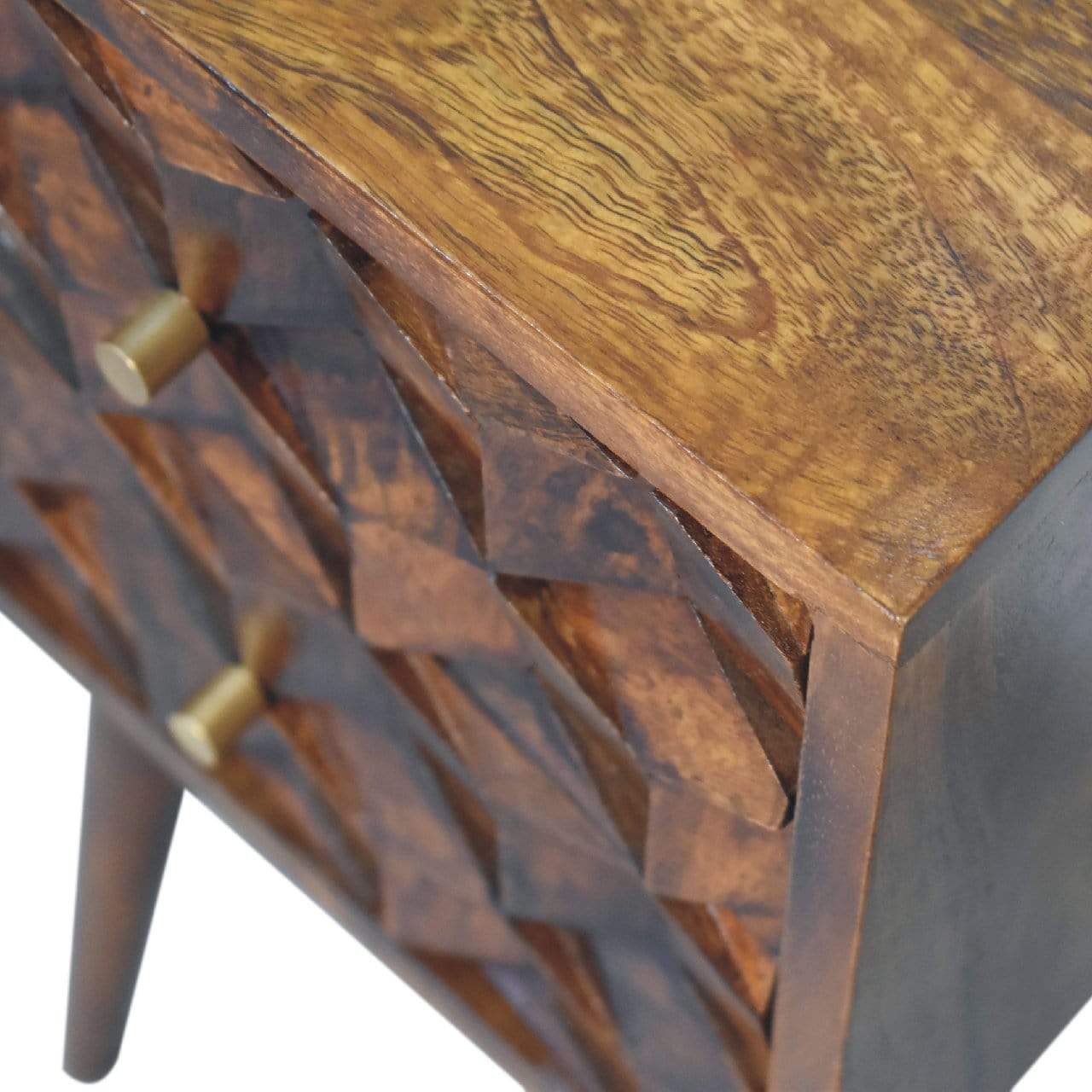 Mini Chestnut Cube 2 Drawer Bedside - Artisan Furniture - Flyclothing LLC