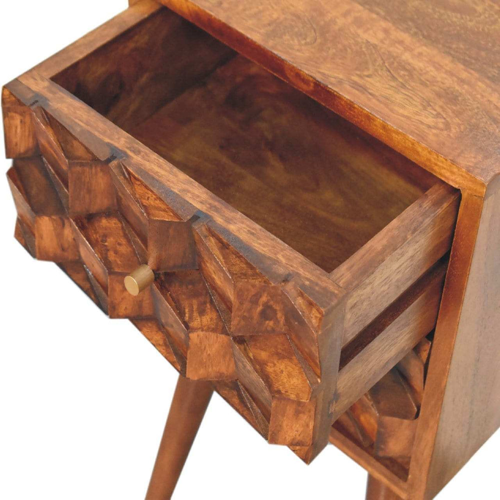 Mini Chestnut Cube 2 Drawer Bedside - Artisan Furniture - Flyclothing LLC