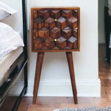 Mini Chestnut Cube 2 Drawer Bedside - Artisan Furniture - Flyclothing LLC