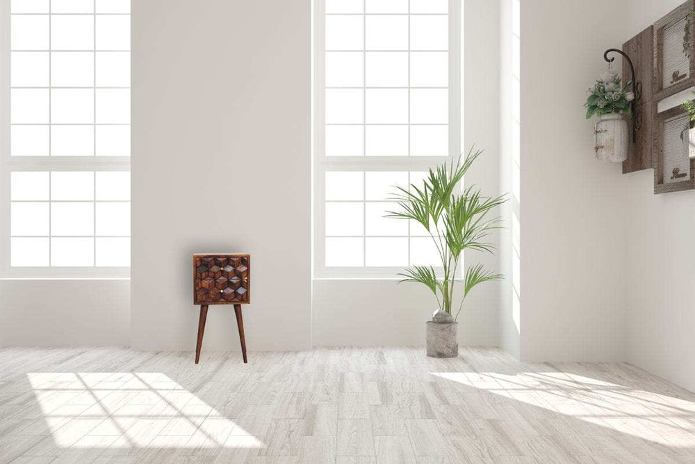 Mini Chestnut Cube 2 Drawer Bedside - Artisan Furniture - Flyclothing LLC