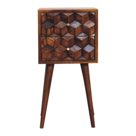 Mini Chestnut Cube 2 Drawer Bedside - Artisan Furniture - Flyclothing LLC