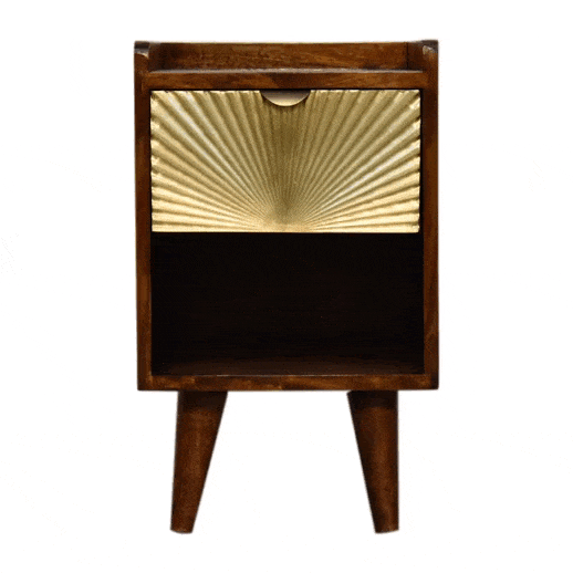 Mini Manila Gold 1 Drawer Bedside - Artisan Furniture - Flyclothing LLC