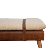Boucle Buffalo Hide Leather Bench - Artisan Furniture - Flyclothing LLC